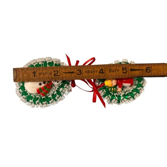 Vintage Christmas Handmade Kitschy Beaded Ornaments Snowman And Mrs. Claus - Picture 3 of 3